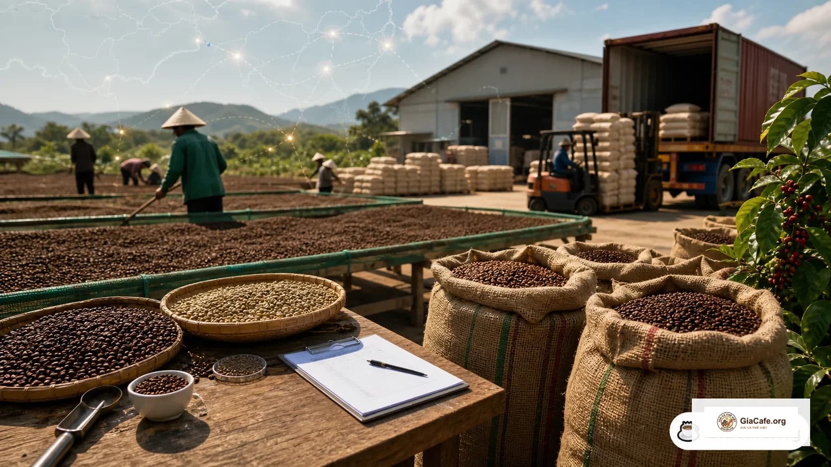 Chuỗi giá trị cà phê từ vùng trồng đến xuất khẩu trên GiaCafe.org